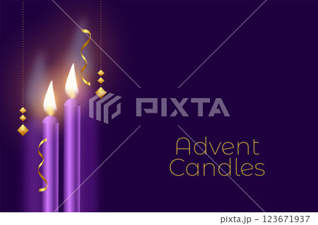 realistic advent purple candles background 123671937
