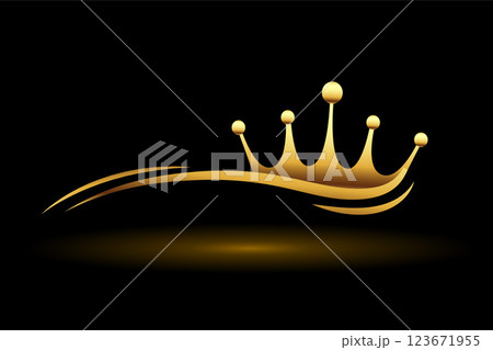 golden crown with wave line golden crown with wave line 123671955