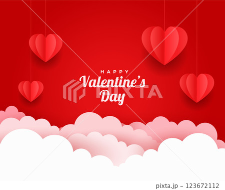 valentines day greeting card in paper cut style 123672112