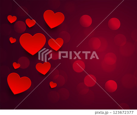 beautiful bokeh background with red hearts design 123672377