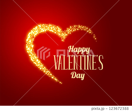 sparkle love golden heart on red background 123672388