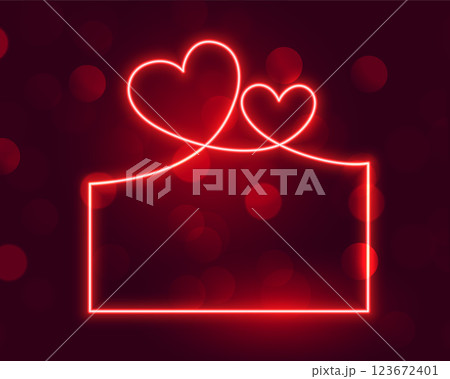 glowing neon valentines day concept frame banner 123672401