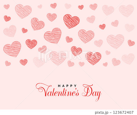 valentines day greeting design with doodle hearts 123672407