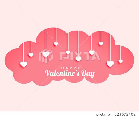 valentines day cloud with hanging hearts design 123672408