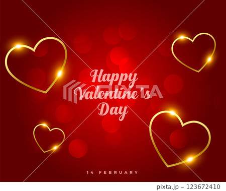 happy valentines day golden floating hearts design 123672410