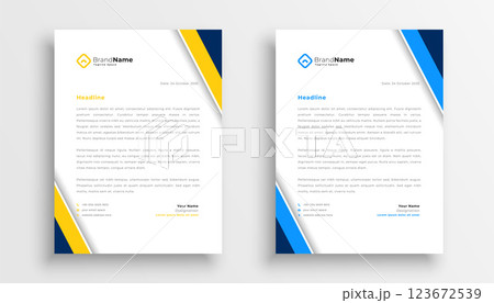 stylish letterhead yellow and blue theme design for your business 123672539