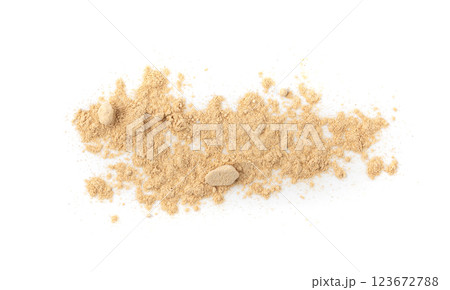 Maca powder , dry Peruvian ginseng powder, ground ayak willku superfood, organic 123672788