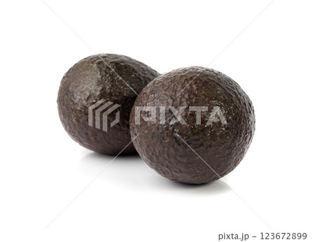 Hass Avocado Isolated, Whole Sharwil Brown Avocados Pile, Fresh Alligator Pear, Persea Americana 123672899