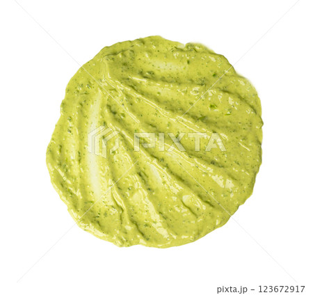 Green mojo verde sauce smear, dressing splatter drip, Canary Islands food 123672917