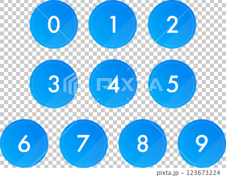 Simple stylish blue gradient numbers set 123673224