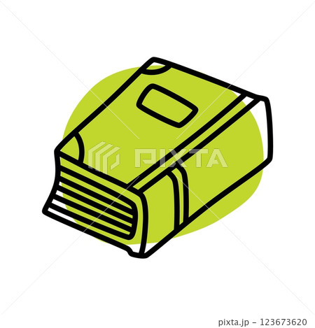 Doodle book icon hand drawn with thin line and colored with colorful blob 123673620