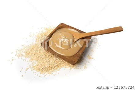 Tahini, sesame seeds paste, tahina sauce, eastern dip, traditional oriental ground sesame Tahini, sesame seeds paste, tahina sauce, eastern dip, traditional oriental ground sesame 123673724