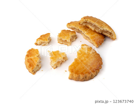 Netherlands traditional cookies isolated, Holland almond filled cake, Dutch marzipan pastry 123673740