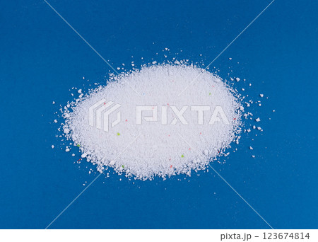 Laundry detergent pile, washing soap powder texture 123674814