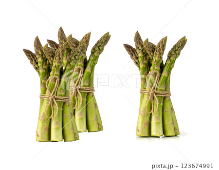 Raw Garden Asparagus, Fresh Green Spring Vegetables, Asparagus Officinalis Edible Sprouts 123674991