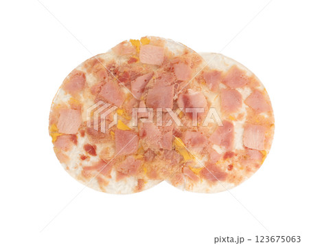 Meat jelly slices, ham aspic isolated, sausage, aspic jelly, winter meat galart, brawn on white 123675063