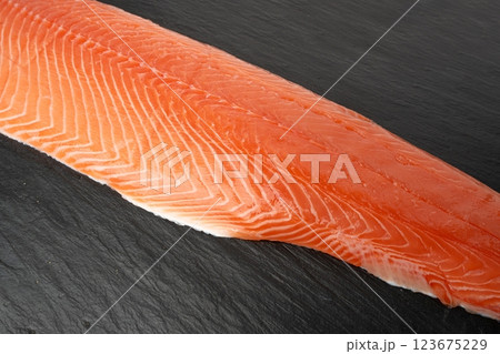 Fresh Salmon Fillet, Raw Norwegian Red Fish, Trout Meat Piece, Big Fresh Atlantic Salmon Fillet on Black Fresh Salmon Fillet, Raw Norwegian Red Fish, Trout Meat Piece, Big Fresh Atlantic Salmon Fillet on Black 123675229