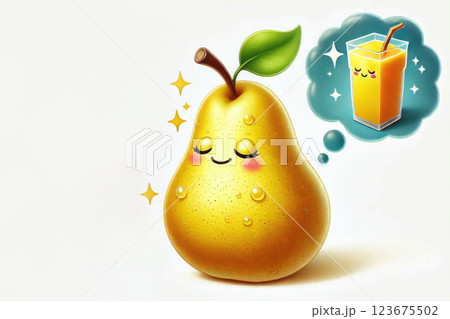 A cheerful pear dreams of becoming juice. Space for text. 123675502