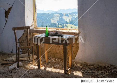 ? room of an abandoned house in a small mountain neighborhood in Rodopa, Bulgaria. ? room of an abandoned house in a small mountain neighborhood in Rodopa, Bulgaria. 123675567