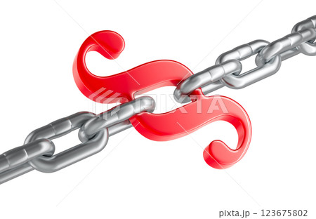 Paragraph as link of chain. Stability and protection in legislation, concept. 3D rendering Paragraph as link of chain. Stability and protection in legislation, concept. 3D rendering 123675802