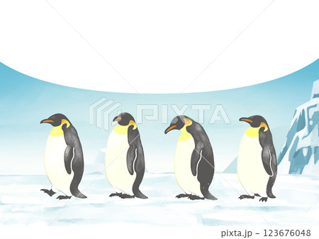 南極　一列に並ぶペンギン　吹き出し2 123676048