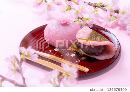【春素材】桜餅・関西風桜餅・関東風桜餅【食べ物素材】 【春素材】桜餅・関西風桜餅・関東風桜餅【食べ物素材】 123676509