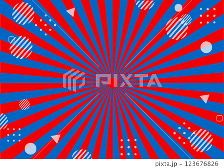 2025年大阪万博のイメージカラー風 赤と青の集中線が入ったPOPなバナー用の背景画像 2025年大阪万博のイメージカラー風 赤と青の集中線が入ったPOPなバナー用の背景画像 123676826