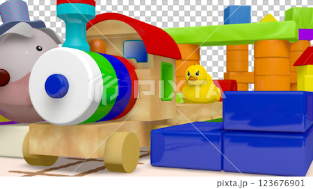 玩具火車和積木小鎮（有影片） 123676901