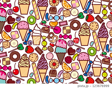 アイス、スイーツ集合、柄 123676999