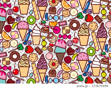 冰淇淋、糖果系列、圖案 123676999