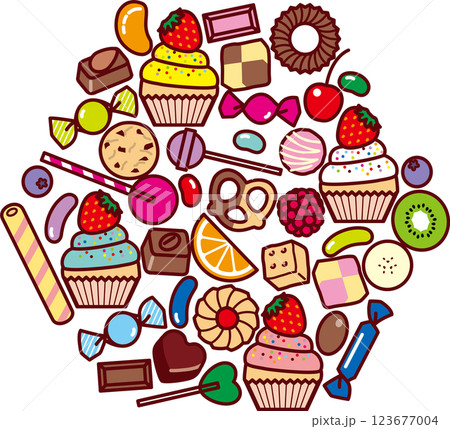 カップケーキ、スイーツ集合 カップケーキ、スイーツ集合 123677004