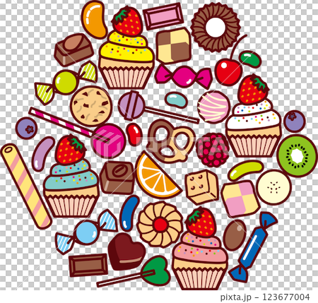 カップケーキ、スイーツ集合 カップケーキ、スイーツ集合 123677004