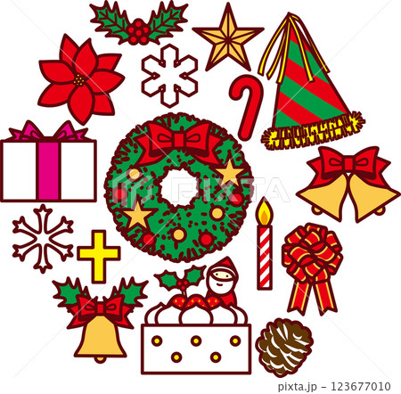 クリスマスモチーフ集合 クリスマスモチーフ集合 123677010