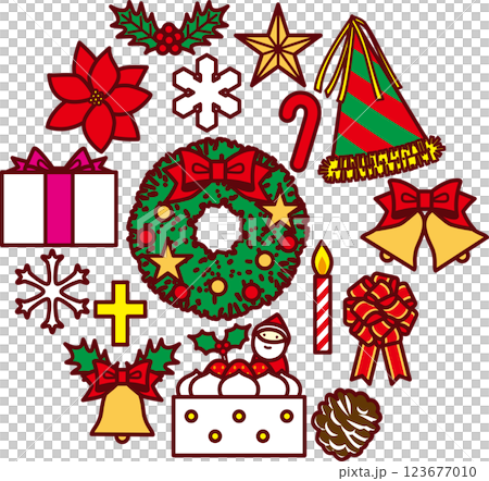 クリスマスモチーフ集合 クリスマスモチーフ集合 123677010