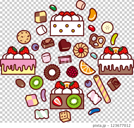 ケーキ、スイーツ集合 123677012