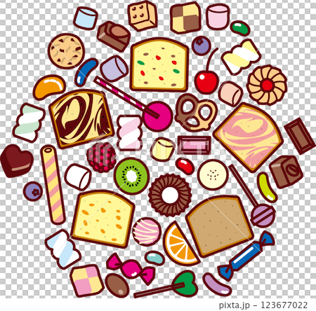 綁定蛋糕、 糖果集 綁定蛋糕、 糖果集 123677022