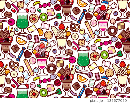 パフェ、スイーツ集合4、柄 123677030