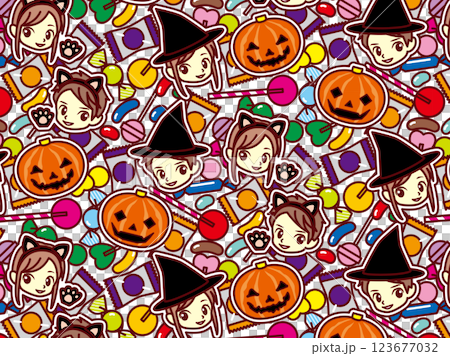 ハロウィン集合、柄 123677032
