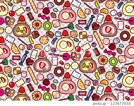 卷蛋糕、糖果系列、圖案 123677038