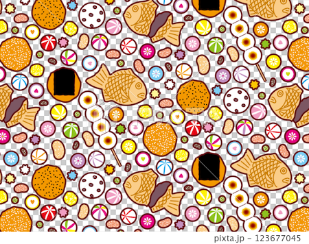 Collection of Japanese sweets, pattern 123677045