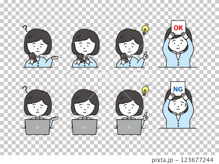 Smartphone PC problem solving illustration set 123677244