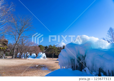【富士山素材】西湖こおりまつりの樹氷と風景【山梨県】 【富士山素材】西湖こおりまつりの樹氷と風景【山梨県】 123677313