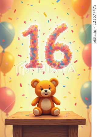 Celebratory 16th birthday scene. 123677475