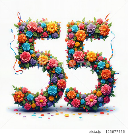 Colorful floral number 55. 123677556