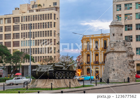 Center of Havana with ruin of old bastion and Soviet tank, Havana, Cuba Center of Havana with ruin of old bastion and Soviet tank, Havana, Cuba 123677562