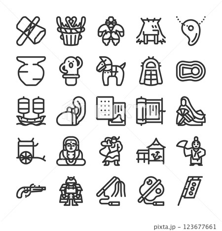 日本の歴史 古代から戦国時代 アイコン セット 123677661