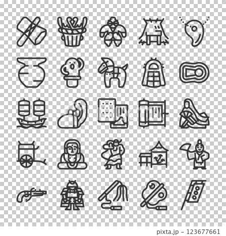 Japanese history from ancient times to the Sengoku period icon set Japanese history from ancient times to the Sengoku period icon set 123677661