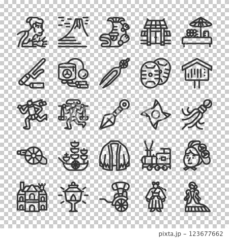 日本の歴史 中世から近代 アイコン セット 123677662