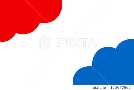 2025年大阪万博のイメージカラーの赤と青のPOPなフレーム　白背景 123677666