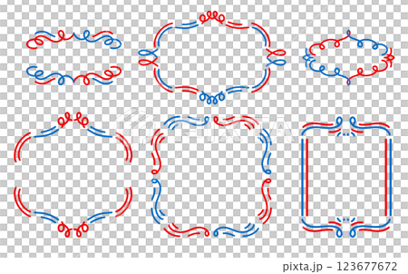 以2025年大阪世博會的形象色－紅藍為基調，搭配少女感十足的裝飾邊框和白色背板，時尚流行相框 123677672
